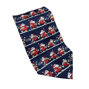 Vintage The Windsor Collection Necktie- 100% Silk- Santa Playing Golf Christmas